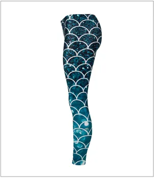 JIGERJOGER Inverno Verde cinza Azul Sereia escala de peixes de impressão 3D Espólio leggings fitness mulheres ginásio mens spandex leggings e meias