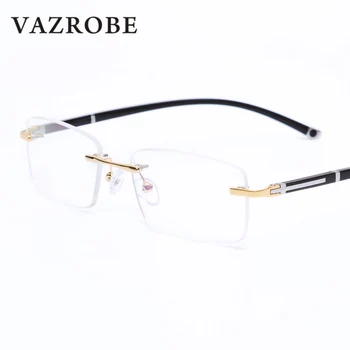 Vazrobe Óculos sem aro Moldura para Homens de óculos homem prescrição de óculos de ouro preto, sem moldura, de Óculos para lentes Ópticas
