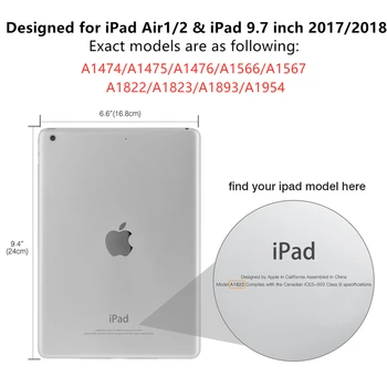 Smart Case Para Apple ipad de 9,7 2017 2018 alto-Relevo Borboleta Capa para ipad Ar 1 iPad 2 5 6 9,7 polegadas carteira tablet capa+Película