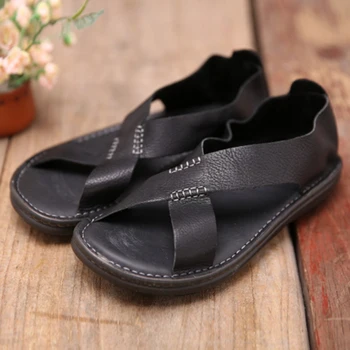 Tayunxing Sapatos Feitos À Mão Em Couro Genuíno Clássico Homens Sandálias De Todos Couro Casual Conforto Respirável 188-5