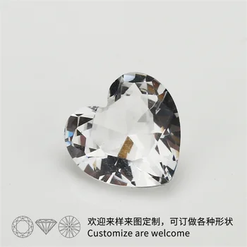 Tamanho 3x3-12x12mm Branco Coração de Forma Solta de Vidro, Grânulos de pedra Gemas Sintéticas