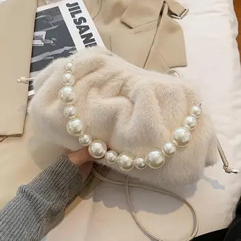 Elegante Fêmea Pérola sacola 2020 Moda de Nova Macio de Alta qualidade do Luxuoso das Mulheres Designer Mala Plissado Ombro Messenger Bag