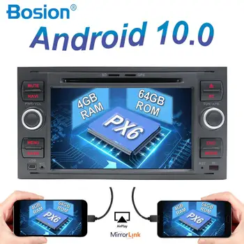 PX6 RAM 4G+ROM 64G Android de 10 carros de som Estéreo de Áudio de DVD para a FORD Para que o FOCO 2005-2007 Galaxy Trânsito Rádio GPS Para que o foco da câmera