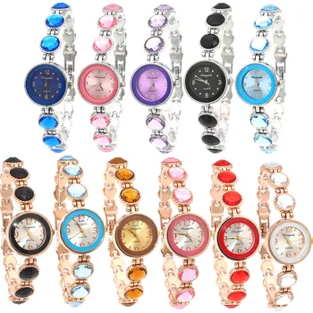 10pcs/Lot, Moda de pedra de Strass Mulheres Relógios de Luxo Aço Inoxidável do Relógio de Quartzo Mulheres de Vestido Pulseira Relógios Senhoras Relógio O72