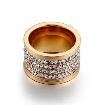 KALEN de Aço Inoxidável da Cor & Anéis de Ouro Anillos Total de Zircônia Cúbicos de Noivado alianças de Casamento Para as Mulheres de Jóias de Moda Festa