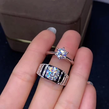 Novo requintado espumante moisanite anel para homens mulheres valentine anel de prata 925 esterlina de presente de aniversário brilhante melhor do que diamante
