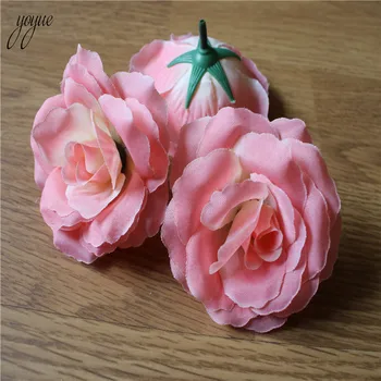 YOYUE 100 Pcs 6cm de Largura de Seda Rosa com Flores Artificiais de Casamento Folhas Itens de Decoração Grinalda Diy Artesanato Flores de Laranja Falso