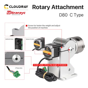 Ultrarayc Rotary Anexo Dia.80mm Rotary Dispositivo de Fixação da Garra de Três Chuck Rotary Mesa de trabalho para Marcação a Laser de Peças de Máquina