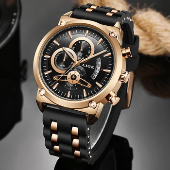 Reloj Hombre 2020 LIGE Mens Relógios as melhores marcas de Moda de Luxo de Silicone Impermeável relógio de Pulso dos Esportes dos Homens do Cronógrafo Relógio de Quartzo