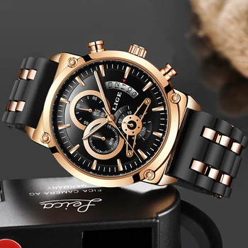 Reloj Hombre 2020 LIGE Mens Relógios as melhores marcas de Moda de Luxo de Silicone Impermeável relógio de Pulso dos Esportes dos Homens do Cronógrafo Relógio de Quartzo