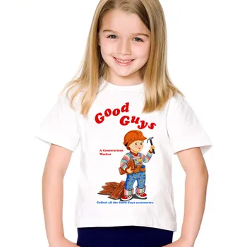 Cartoon de Impressão Caras Bons de Chucky Crianças T-shirts Crianças Verão Engraçado de Manga Curta T-shirt Meninos/Meninas Tops de Roupas de Bebê