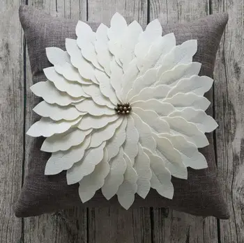 3D de Bordado de Flores Capa de Almofada de luxo fronha de Estilo Europeu Linho fronha decorativo 3D Flor travesseiro Macio