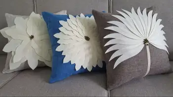 3D de Bordado de Flores Capa de Almofada de luxo fronha de Estilo Europeu Linho fronha decorativo 3D Flor travesseiro Macio