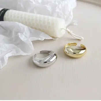 Silvology Brilhante Superfície Curva Anéis Para As Mulheres 925 Prata Esterlina Temperamento Textura Japão Coreia Anéis Jóias Elegantes, Dom