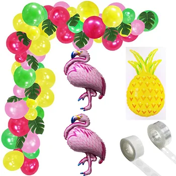 Havaianas Tropical Balão Garland Arco Kit Flamingo Palmeira Abacaxi Folha de Balões para o Verão Praia Luau Temática de Aniversário do Bebê