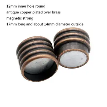 AaaZee 3 Peças de 12mm de Diâmetro de Furo de Cobre Antigo Fecho Magnético de Pulseira, Colar de Jóias Fecho de Metal de Cobre Encerramentos