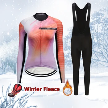 2021 Frete Grátis Ciclismo de Inverno de Roupas de Mulheres Térmico de Lã de Bicicleta de Estrada de Jersey Set Quente Vestido de Terno Feminino MTB Bicicleta Roupas
