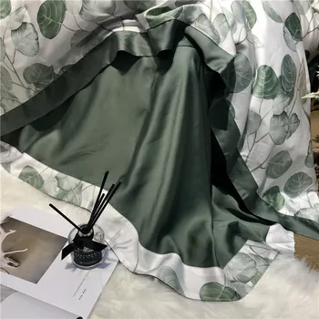 2019 o Tencel de Seda Floral Folha de impressão Conjunto de roupa de Cama 4Pcs Rei do tamanho da Rainha Capa de Edredão Equipado folha de folha de Cama tampa de Cama ropa de cama