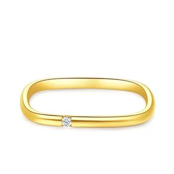 Bonito Retângulo Simples Anel de Ouro com Bling Zircão de Pedra para as Mulheres de Casamento Noivado de Jóias de Moda