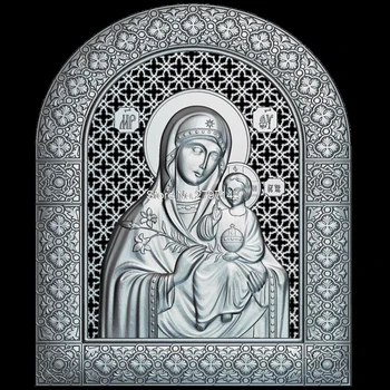Ícone da Mãe de Deus, imortal COR modelo 3D de alívio figura o formato STL Religião modelo 3d alívio para cnc em formato de arquivo STL