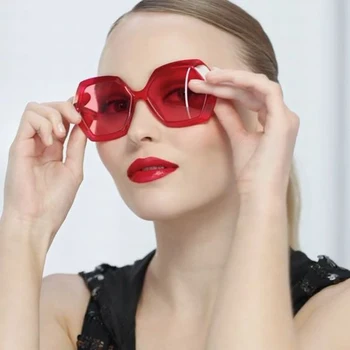 Vermelho Tendência 2019 Hexágono Óculos de sol das Mulheres em todo o Mundo Robin Açafrão Senhoras de Óculos de Sol para a Mulher Sunnies Lunetas femme