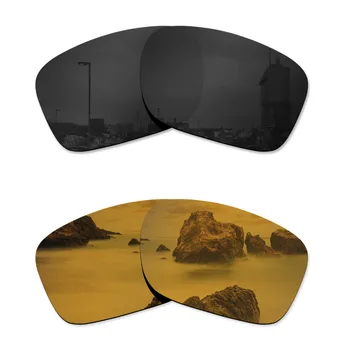 Glintbay 2 Pares de Óculos Polarizados de Substituição de Lentes para Oakley Holbrook Stealth Preto e Bronze Ouro
