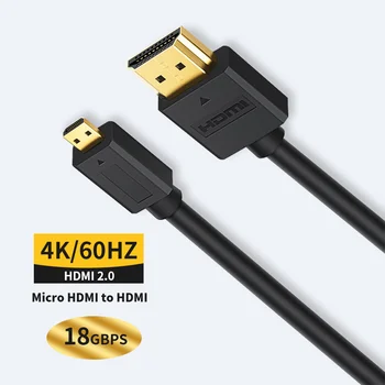 Micro HDMI para HDMI para Nikon canon câmera GoPro Sony Projetor 4K/60Hz Efeito 3D macho para macho Micro HDMI cabo de 1m a 1,5 m 2m