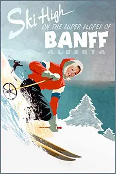 De Banff Em Banff, Alberta, Canadá Neve De Esqui De Viagem Lata De Sinal De Sinal De Metal Bar Pub Garagem Jantar Café Decoração Home Da Parede Decoração De Casa De Arte Cartaz