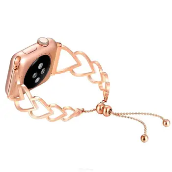 Coração em forma de bracelete pulseira Para a Apple Assistir 38mm 40mm 42mm 44mm Pulseira de Mulheres de Aço Inoxidável, pulseira de iwatch Bandas série 5 4 3 2