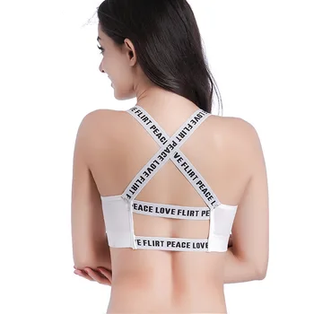 Novo prpular Letras de padrão de Cinta Envolto sexy Peito sem costura, Uma Peça de fitness Sutiãs para mulheres push-up bra Cruz Beleza de Volta