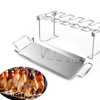 Alta Qualidade de Aço Inox antiaderente, utensílios para CHURRASCO do Bife de Titulares de Rack Grill Stand Assar Costela Rack Acessórios de Cozinha