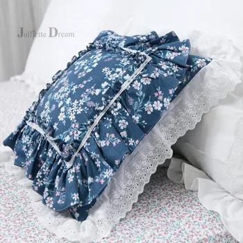 Moda de Babado Renda capa de almofada de decoração de casa de almofadas de natal fronha de almofada de Sofá de flores almofada de acessórios para carros