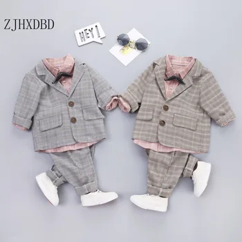 4pcs Meninos da Criança Ternos Formais Bebê se adapte as Crianças Blazers coreano Casaco para Menino Traje de Casamento de Primavera Desgaste Crianças Conjuntos de Vestuário