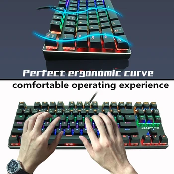 Jogos Mecânica teclado usb com fio Retroiluminado Anti-ghosting 87-chave RGB russo Azul Vermelha Mudar de teclado para computador laptop gamer