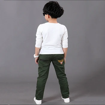 2019 Letras de calças de Brim de Crianças por Um menino de Calças Casuais Cintura Elástica Lápis Calças para 4-16T Crianças Calças Jeans Roupas de Vestuário