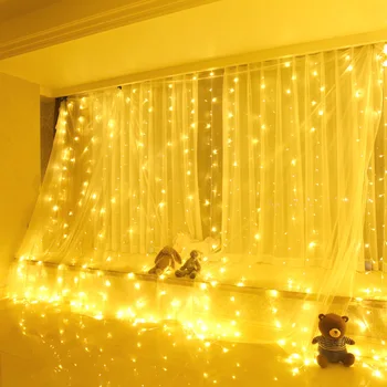 1.5x1.5m Warm White LED Cortina de Icicle Luzes LED STRING de Fadas Férias Luzes de Natal, Guirlandas Festa de Jardim de Decoração de Casamento