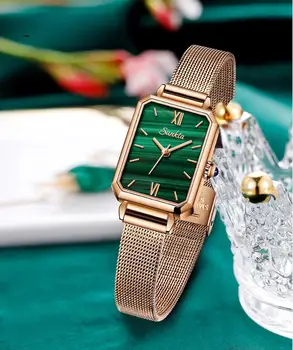 SUNKTA Mulheres da Moda Criativa Rosa de Ouro, Relógios de Quartzo Senhora Impermeável relógio de Pulso Simples Presente para a Menina Mulher Relógio Feminino+Caixa