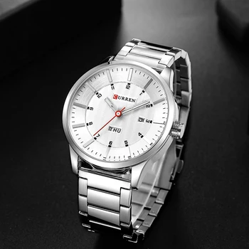 CURREN de Moda Quartzo Homens Relógios Cinta de Aço Inoxidável Relógios de pulso Casual Calendário do Homem Relógio Masculino Negócios Relógio Masculino
