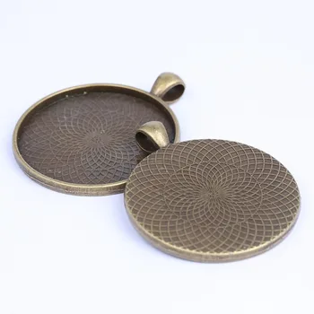 Onwear 10pcs ajuste 35mm rodada antigo de bronze, prata em branco cabochão da base de dados de configurações de diy pingente moldura bandejas para fazer jóias