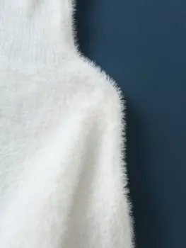 Toppies Cor-De-Rosa Branca Suéter Mulher Mohair Camisola Coreano Moda Tops De Malha