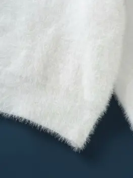 Toppies Cor-De-Rosa Branca Suéter Mulher Mohair Camisola Coreano Moda Tops De Malha