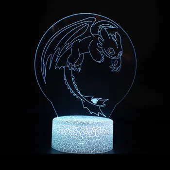 7 Cor do Dragão Filme Desdentados Figura de Ação ilusão 3D de Luz da Lâmpada de Fúria Modelo Luminoso de Brinquedos para Adultos e Crianças