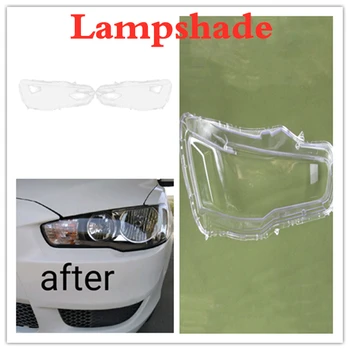 2Pcs para Mitsubishi Lancer Ex 10-16 Farol Transparente Abajur Shell Faróis Abajur luz de cabeça Vidro da lâmpada do Farol L
