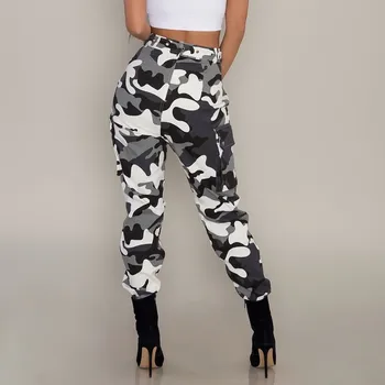 2021 de Outono, Moda de NOVA Camuflagem Calças Para as Mulheres Plus Size Safari Estilo de Calças Cargo Casual de Combate Militar Calças Skinny
