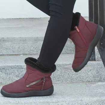 Botas de inverno de Mulheres 2020 Sapatos femininos Zip Quente Botas de Borracha Mulher Impermeável Feminino Sapato de Plataforma, Botas de Senhoras Calçado Casual