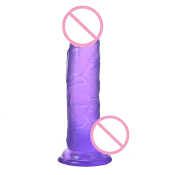 Tamanho grande Geléia de Moda Realistas com um Dildo, 6.15 polegadas de Cristal Pênis com ventosa Pênis Vibrador Enorme Galo Adulto brinquedos Sexuais para as Mulheres
