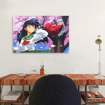 Tela de Impressão Inuyasha Modular de Pôster Arte de Parede de Anime Japonês Papel HD Imagens de Decoração Para o Quarto Sem Quadro