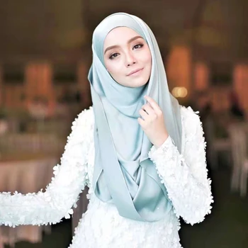 75*180cm muçulmano lenço de seda hijab para as mulheres véu islâmico da Malásia simples turbante, xale headwrap femme musulman lenços