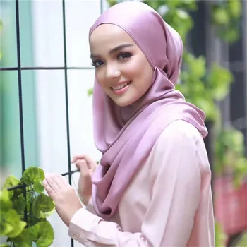 75*180cm muçulmano lenço de seda hijab para as mulheres véu islâmico da Malásia simples turbante, xale headwrap femme musulman lenços