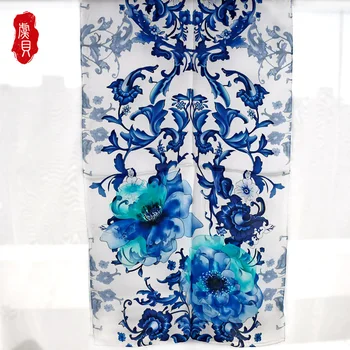 Chinês clássico azul e branco natural lenço de seda para as mulheres reais seda de alta qualidade a longo envoltório de xale e lenço de presente para a senhora